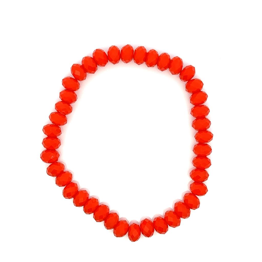 Stretch Style Gemstone Bead Bracelet Elastic with Orange Need New 6.5"