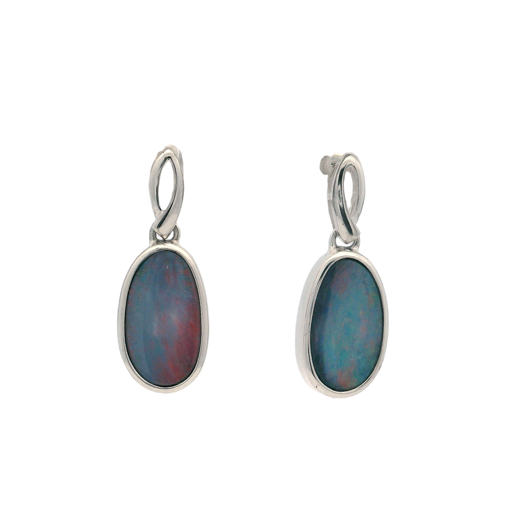 Opal Dangle Sterling Silver Earrings