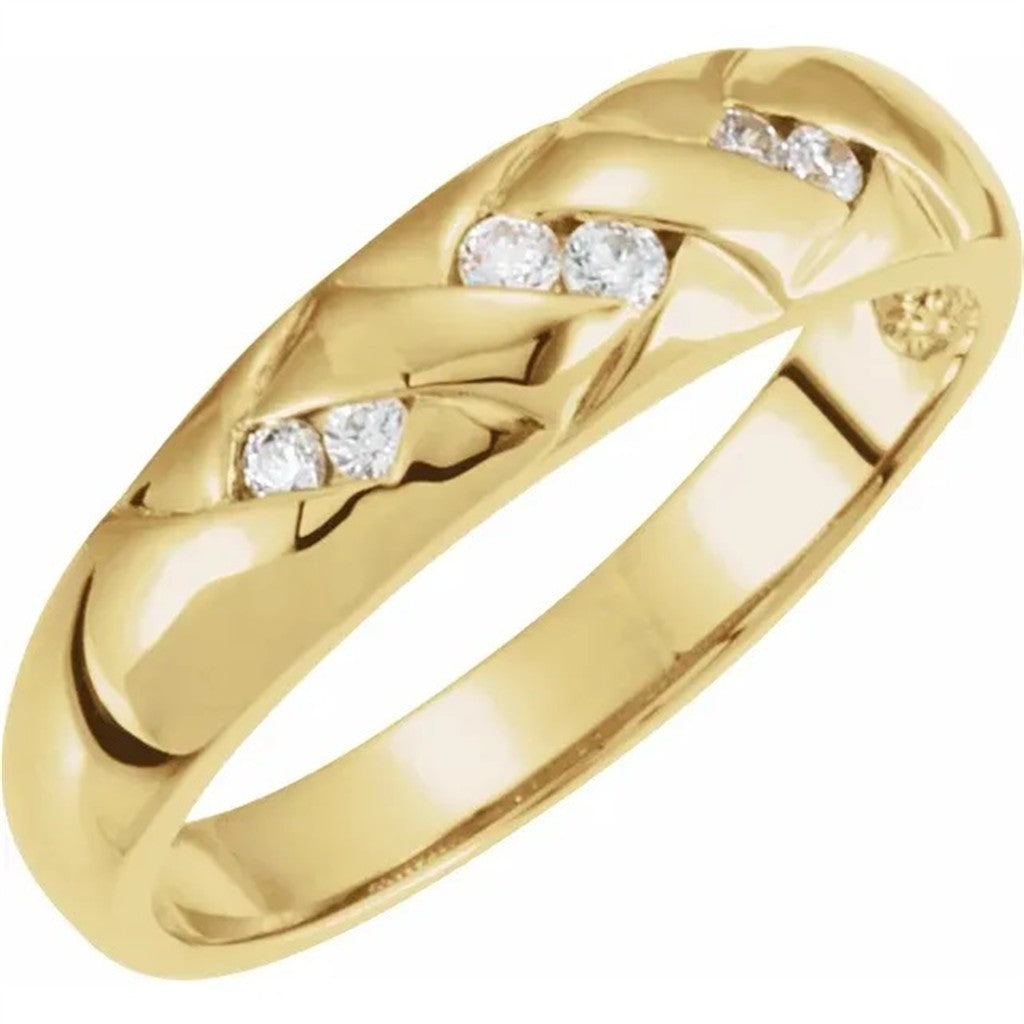 Channel Set Style Wedding Band Mens with Stones Alloy Yellow with Diamonds size 10