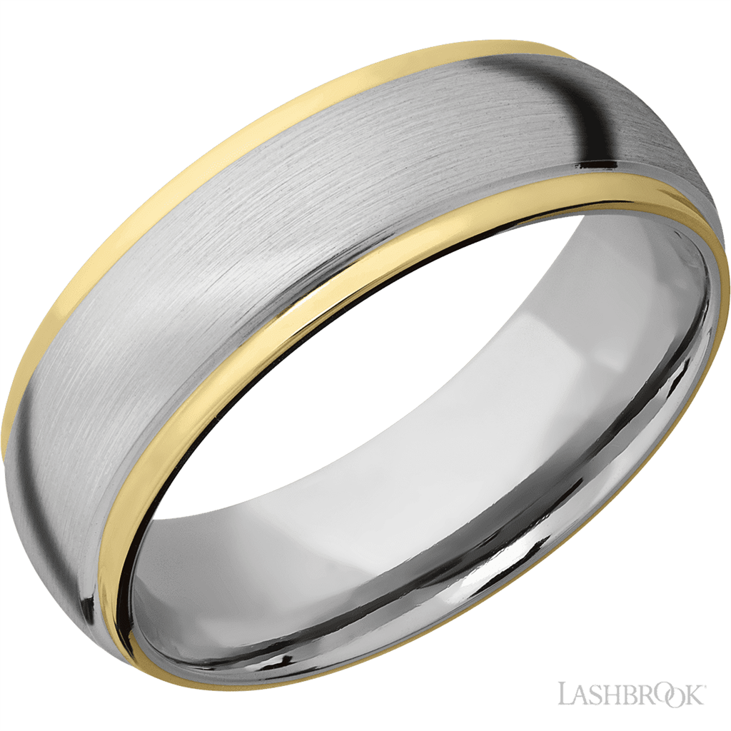 Straight Inlay Style Wedding Band 14 Karat Gold White 7mm wide size 10