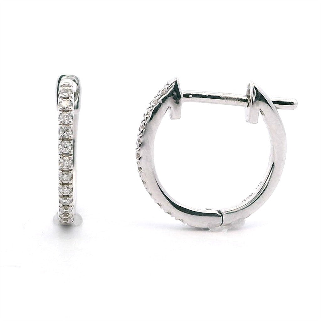 Diamonds Huggie Hoop Earrings 14 Karat Gold White 0.10 Carat Total Weight