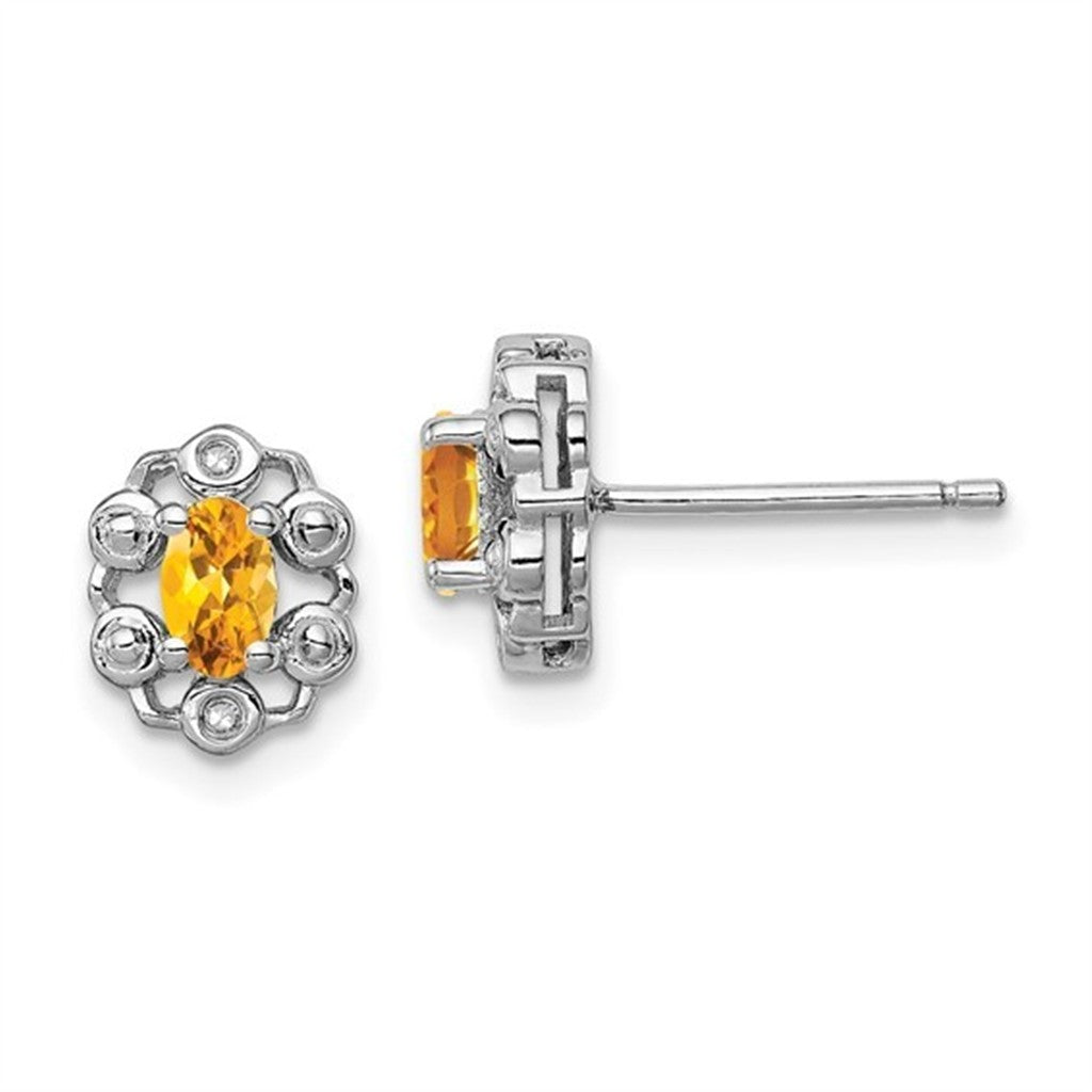 Sterling Silver Earrings With Colored Stone