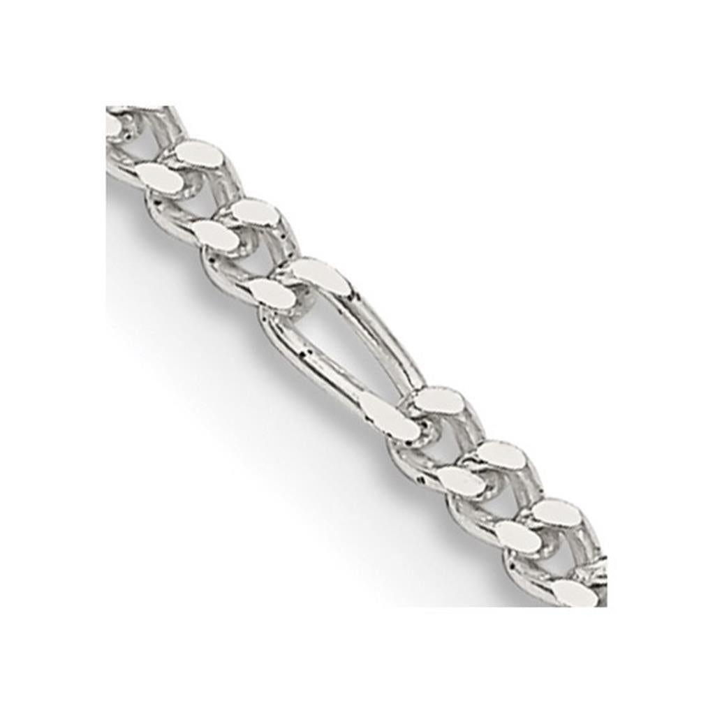 White Sterling Silver 1.75 MM Figaro Chain 20" Long