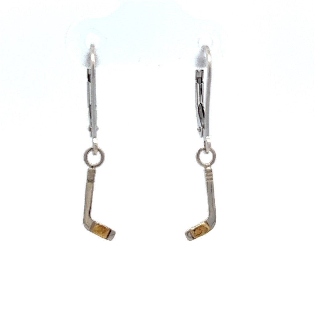 Earrings Hockey Dangle Drops 10 Karat Gold & Alaskan Gold Nugget