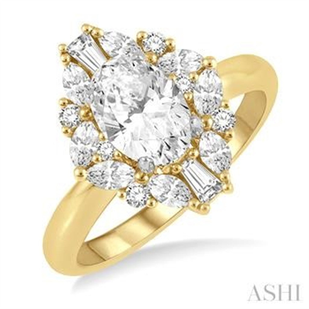 Halo Style Diamond Engagement Ring 14 Karat Gold Yellow
(Center Stone Not Included)