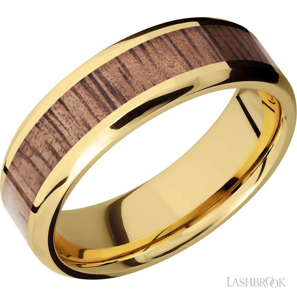 Straight Inlay Style Wedding Band 14 Karat Gold Yellow 7mm wide size 11.5