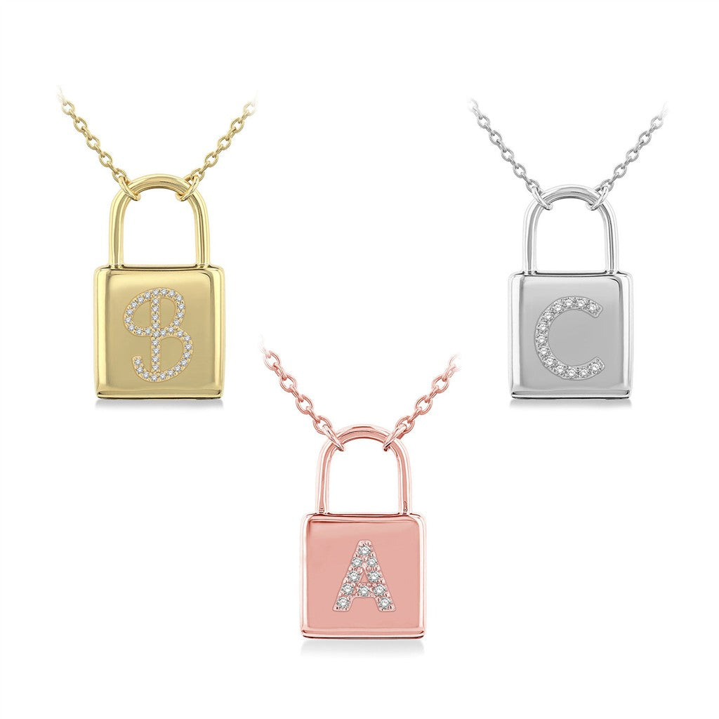 M Drop Pendant Diamond 10 Karat Gold Yellow with Round I/J Diamond