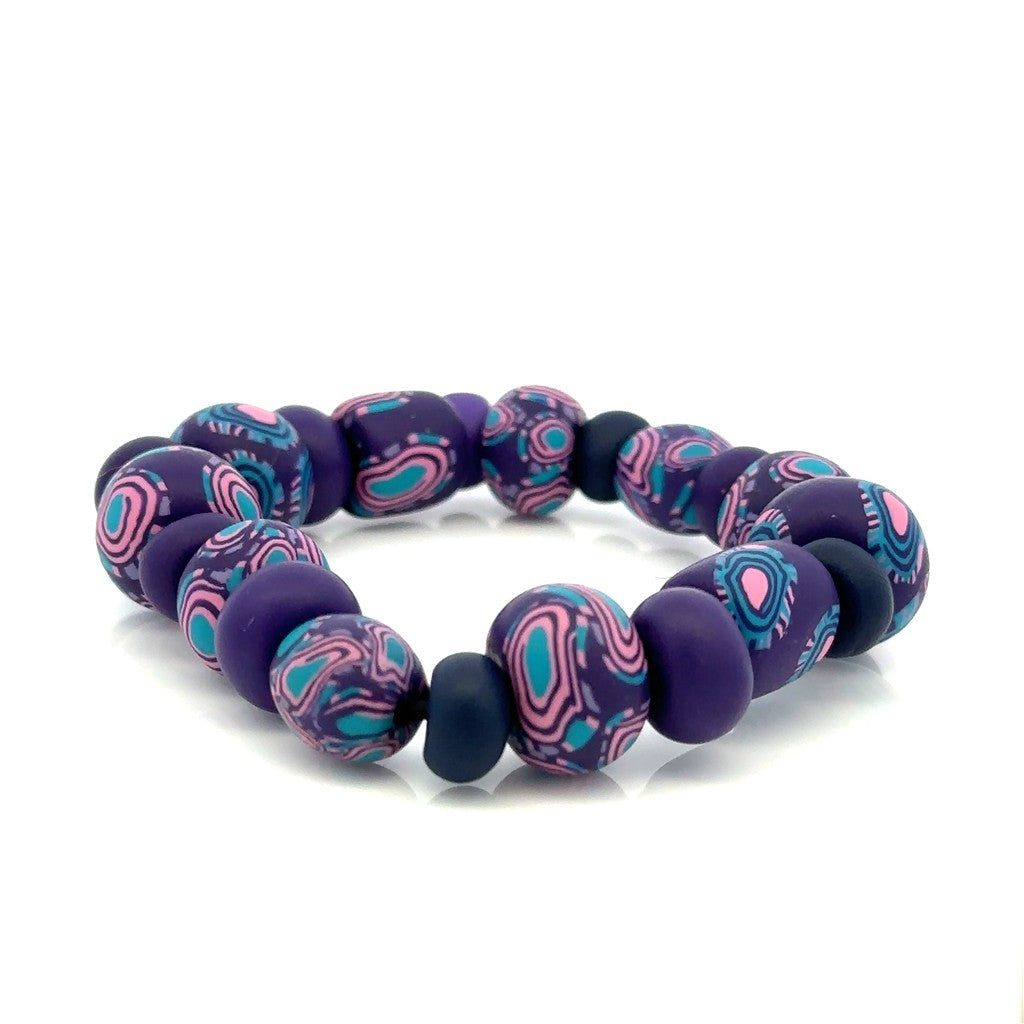 Gemstone Bead Stretch Bracelet 8" Long