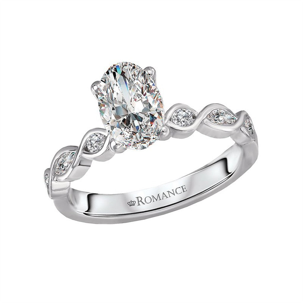 Solitare Style Diamond Engagement Ring Sterling Silver White 
(Center Stone Not Included)