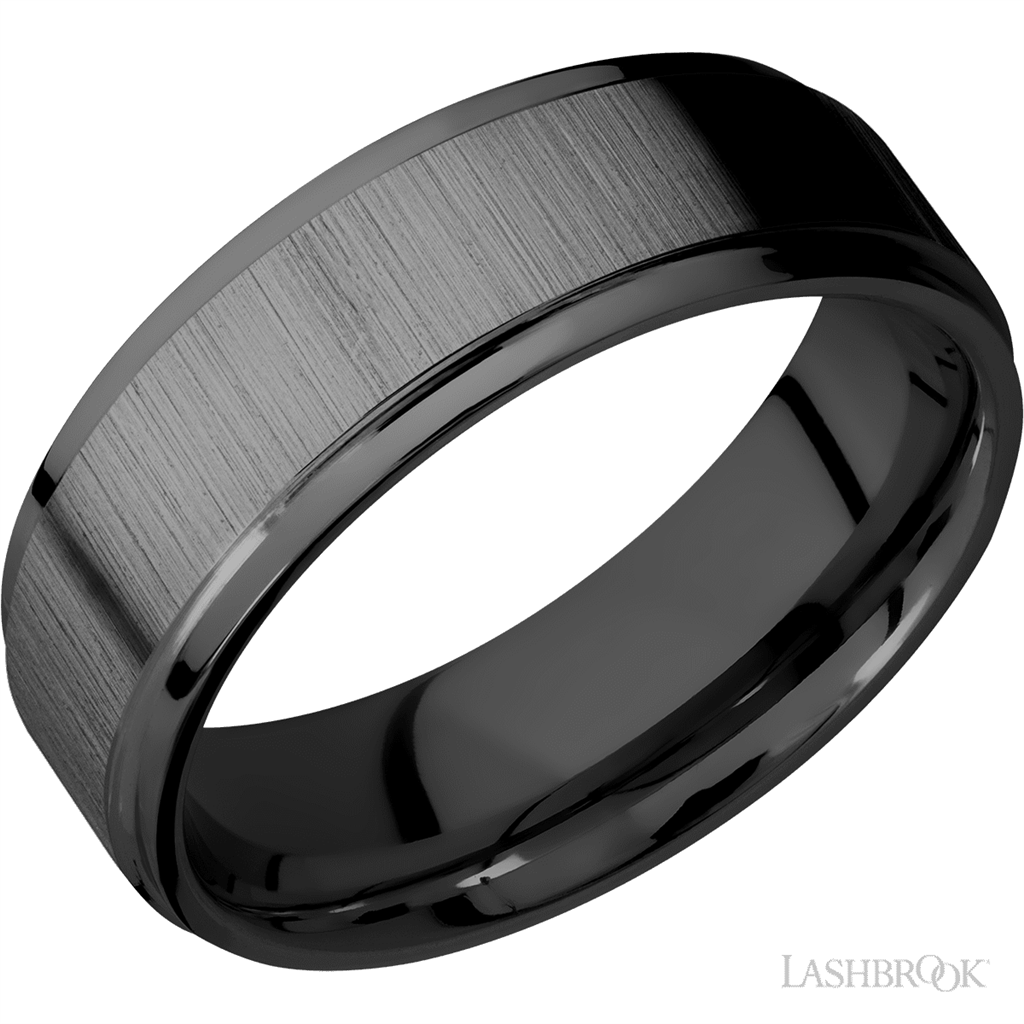 Black Zirconium Alternative Metal Ring 7mm wide Size 10