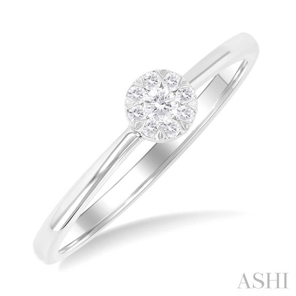 Petite Round Shaped Diamond Ring 10KT White Gold