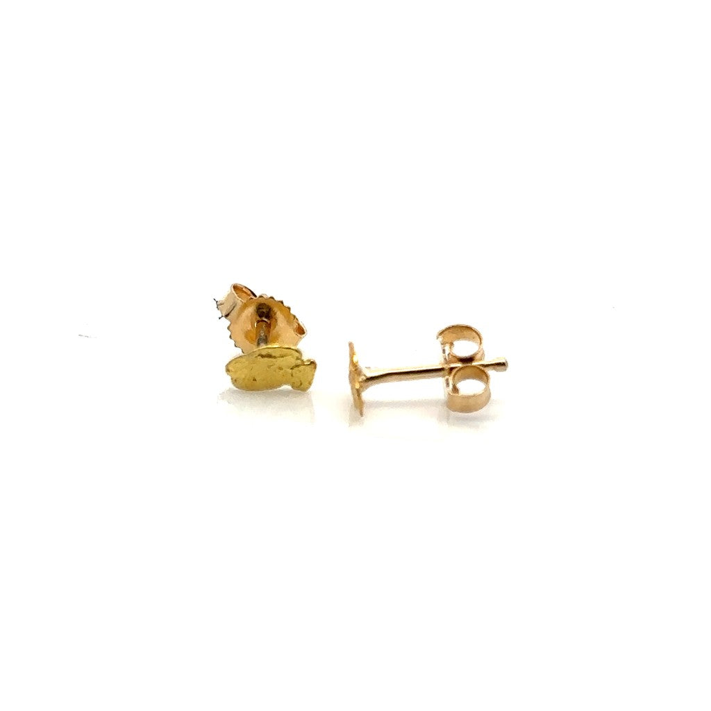 Earrings Single Nugget Studs Alaskan Gold Nugget 0.3 DWT