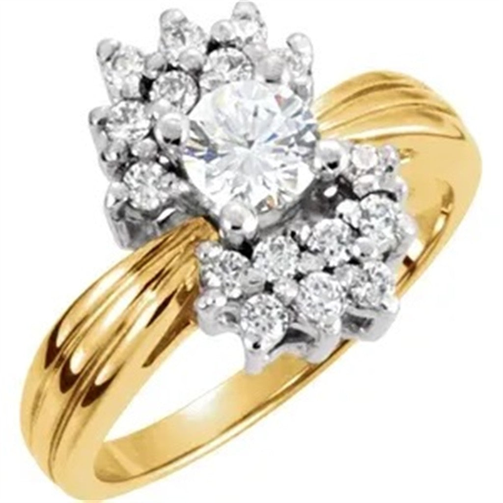 Cluster Style Fashion Ring Sterling Silver Yellow with Diamonds & Diamonds Accent size 6