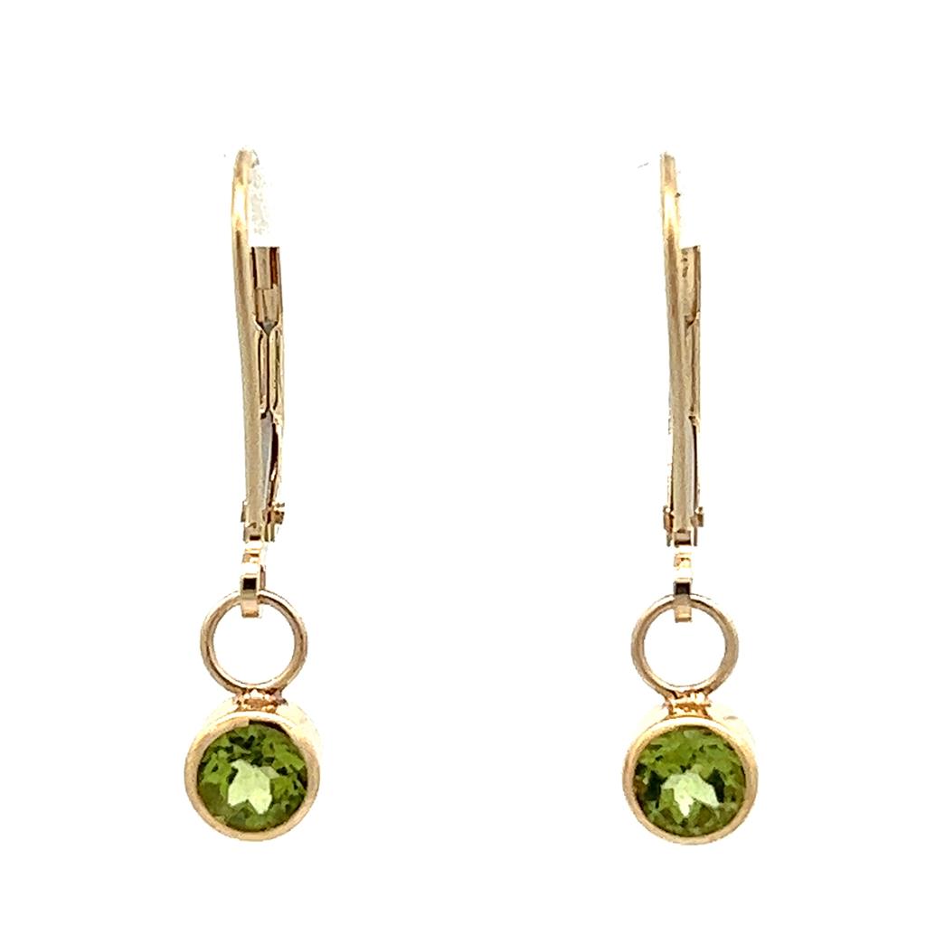 Earrings Precious Metal With Colored Stone Dangle Drop 18 KT Yellow With 1.20ctw Peridot