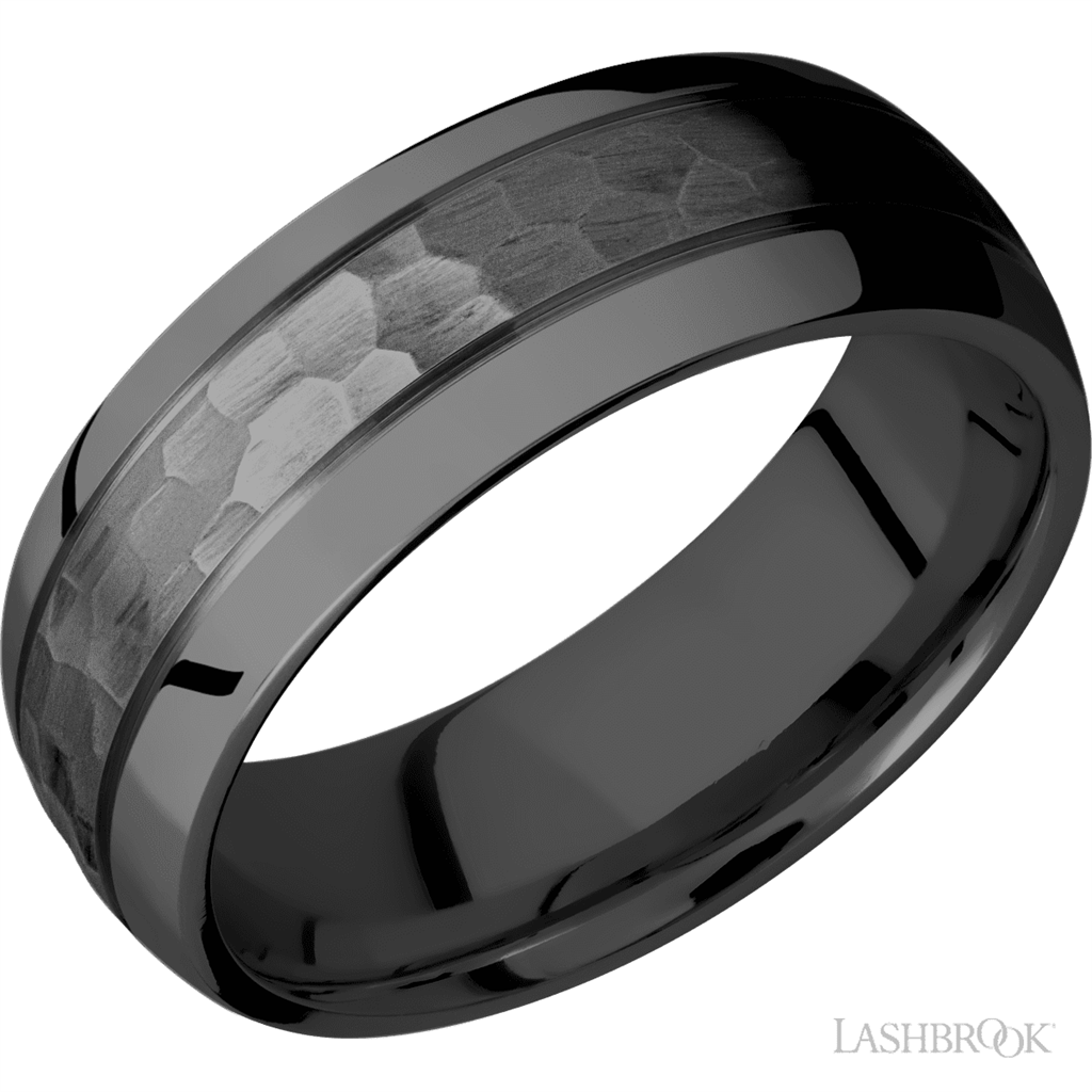 Black Zirconium Alternative Metal Ring 8mm wide Size 10
