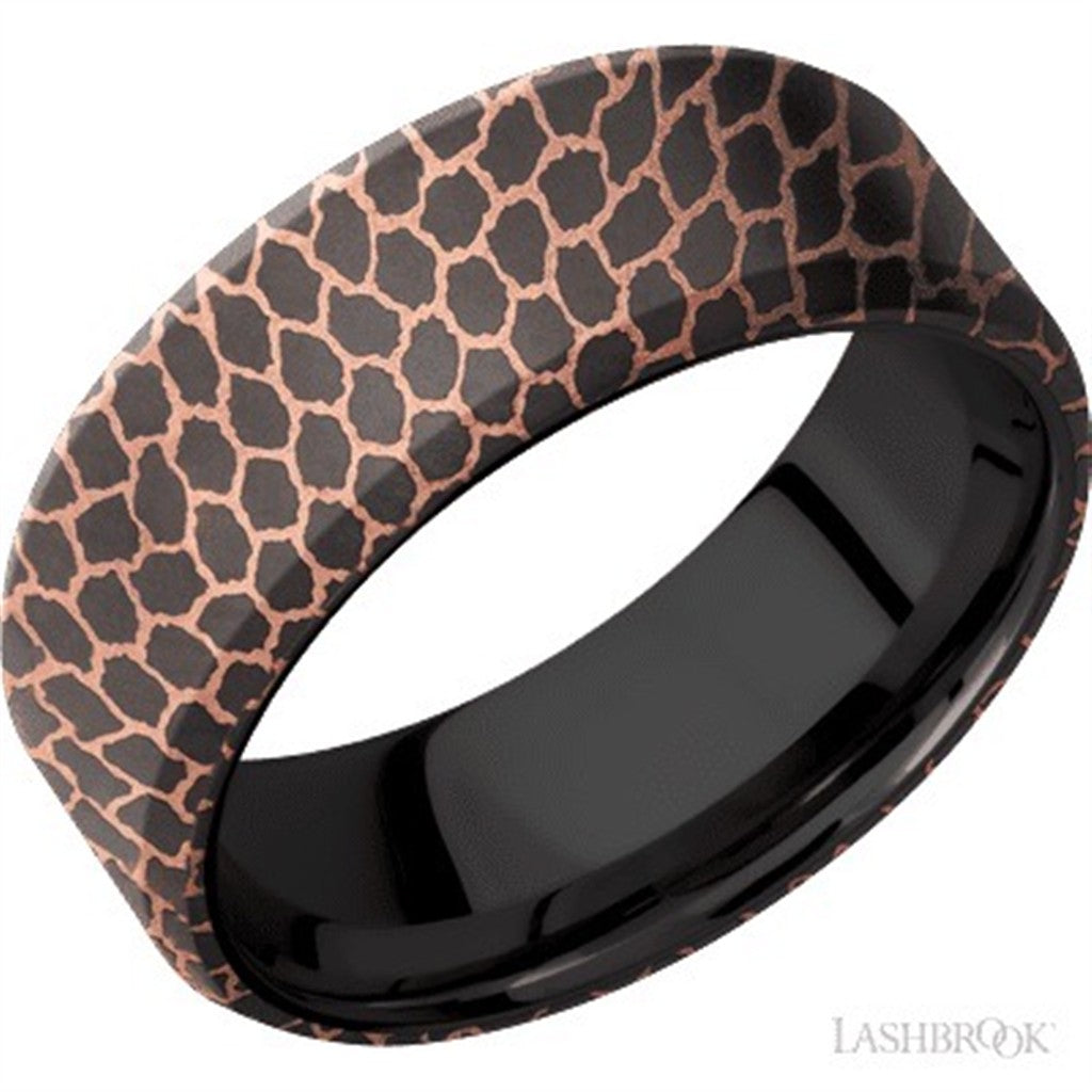 Rose & Black Superconductor Noir Alternative Metal Ring 8mm wide Size 10