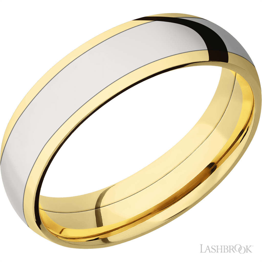 Straight Inlay Style Wedding Band 14 Karat Gold Yellow 6mm wide size 10