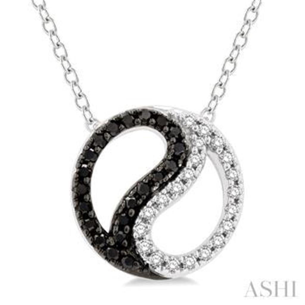 Yin Yang Y Style Necklace 10 Karat Gold White With Diamonds 18" Long