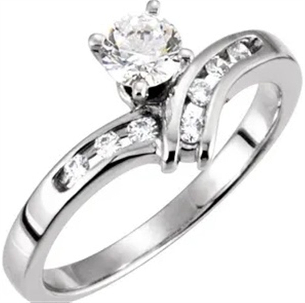 Contemporary Style Diamond Engagement Ring 14 Karat Gold White
(Center Stone Not Included)