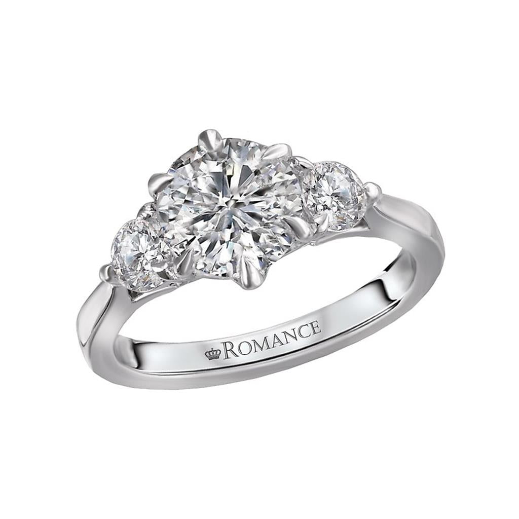 Three Stone Style Diamond Engagement Ring Sterling Silver White 
(Center Stone Not Included)