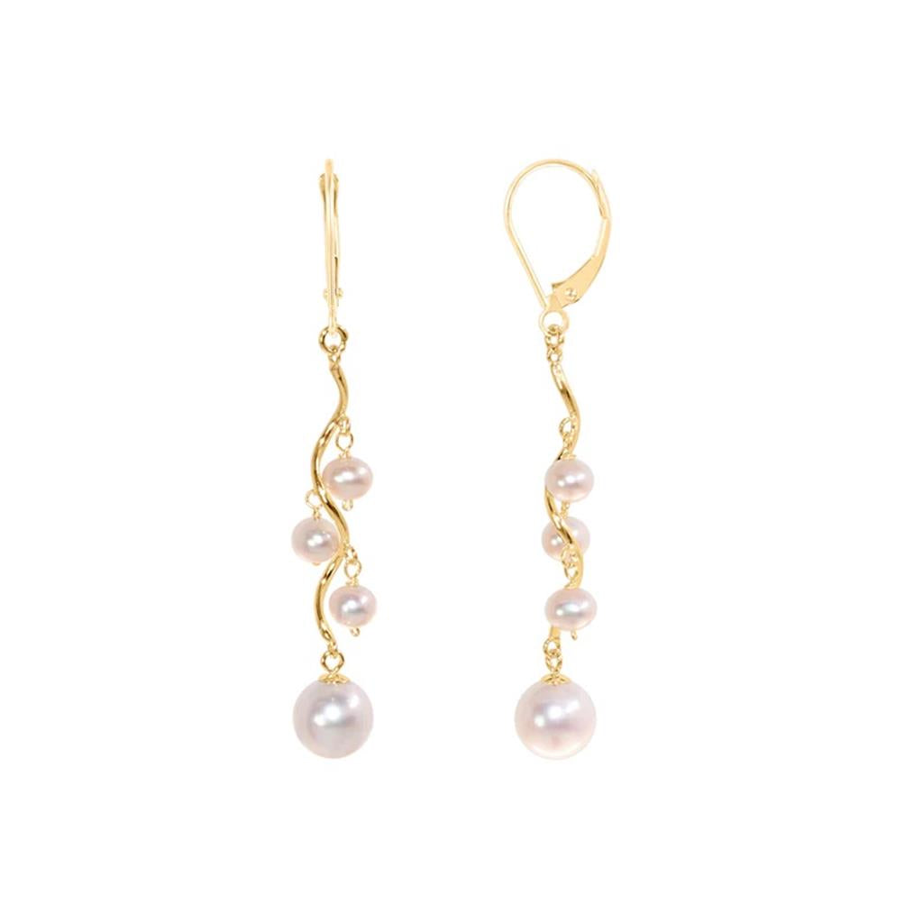 Lever Back Earring 14 KT Yellow Fresh Water Pearls