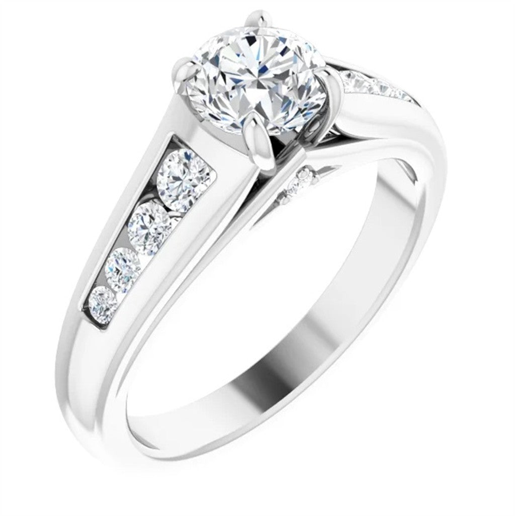 Contemporary Style Diamond Engagement Ring 14 Karat Gold White
(Center Stone Not Included)