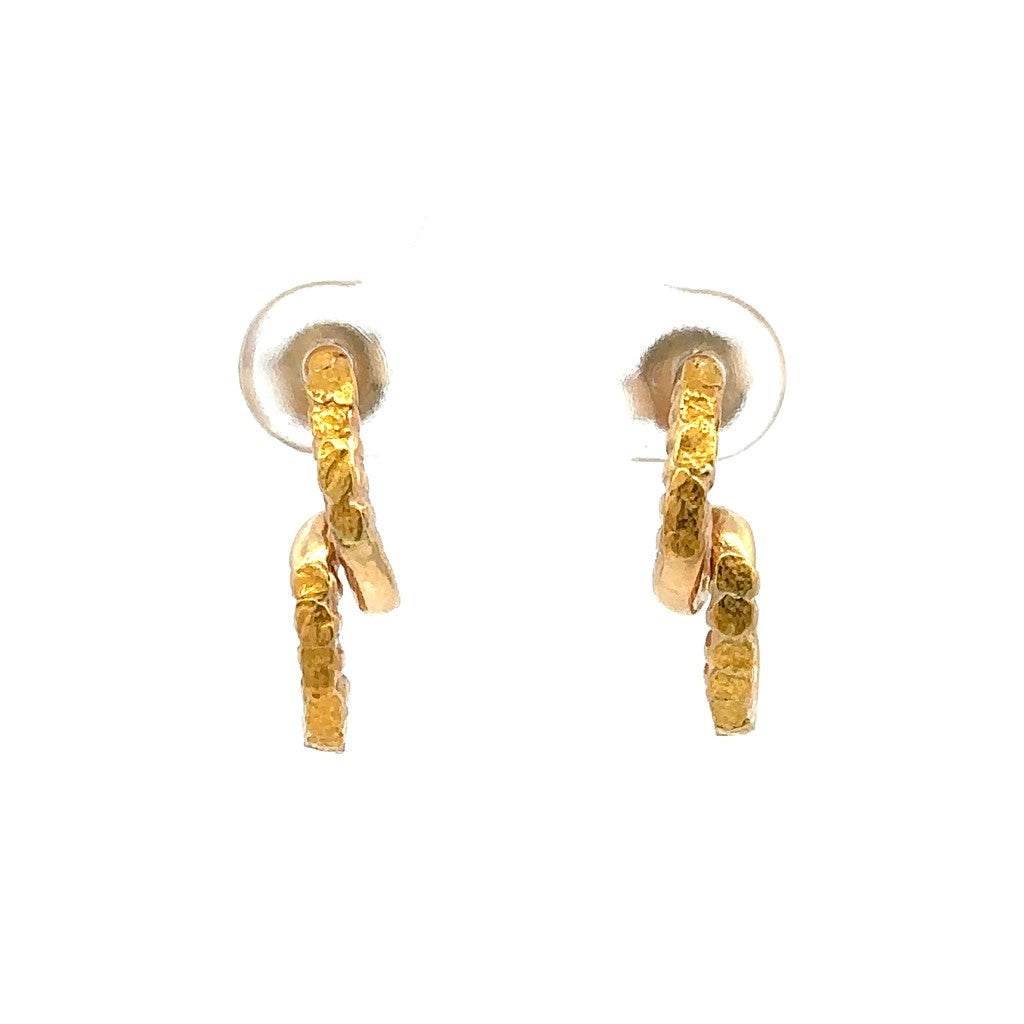 Nugget Dangle Precious Metal Earrings 14 Karat Gold Yellow