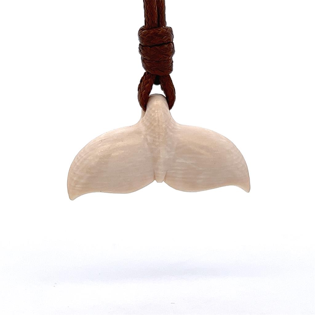 Mammoth Ivory Drop Style whale tail Pendant/Necklace .925