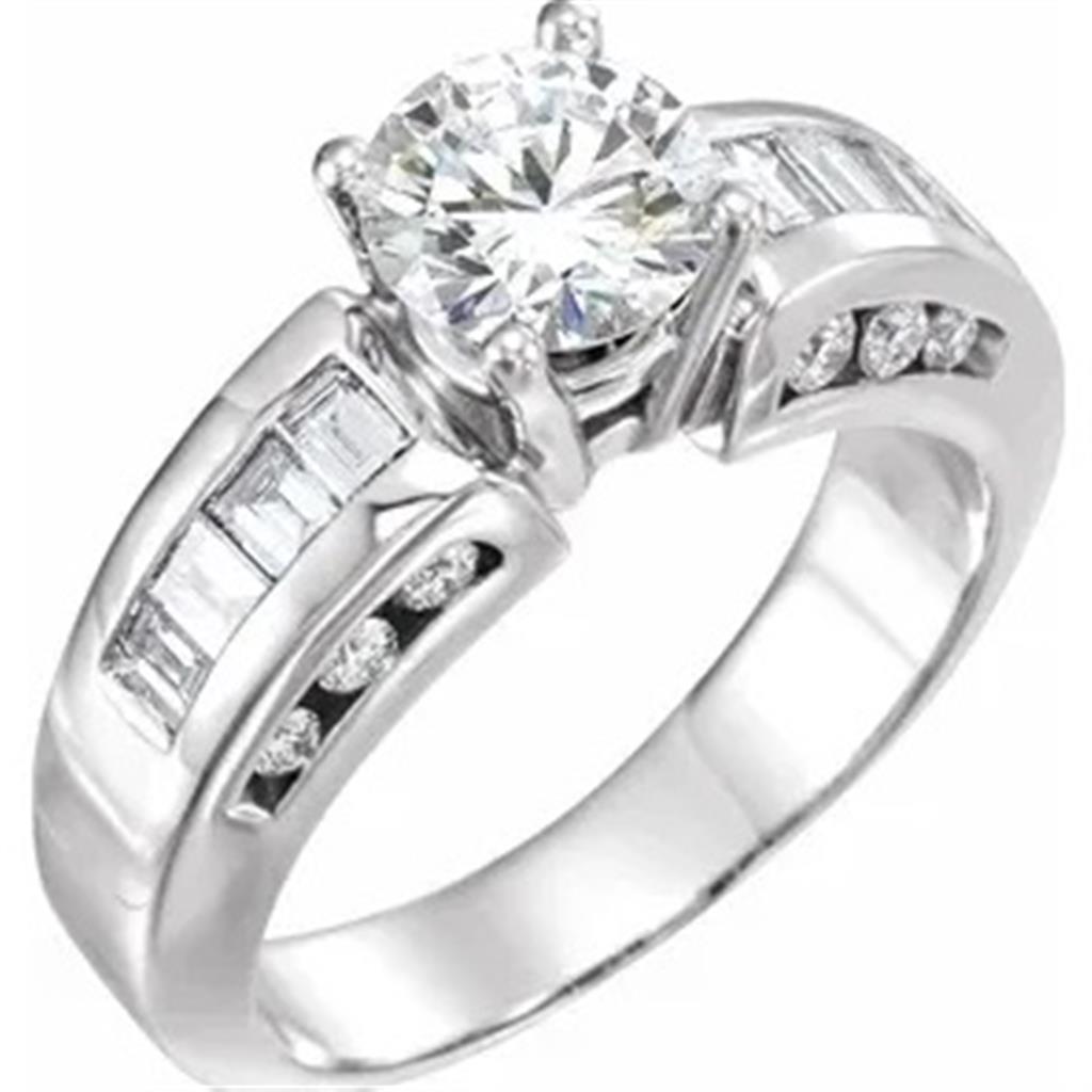 Contemporary Style Diamond Engagement RingBase Metal White