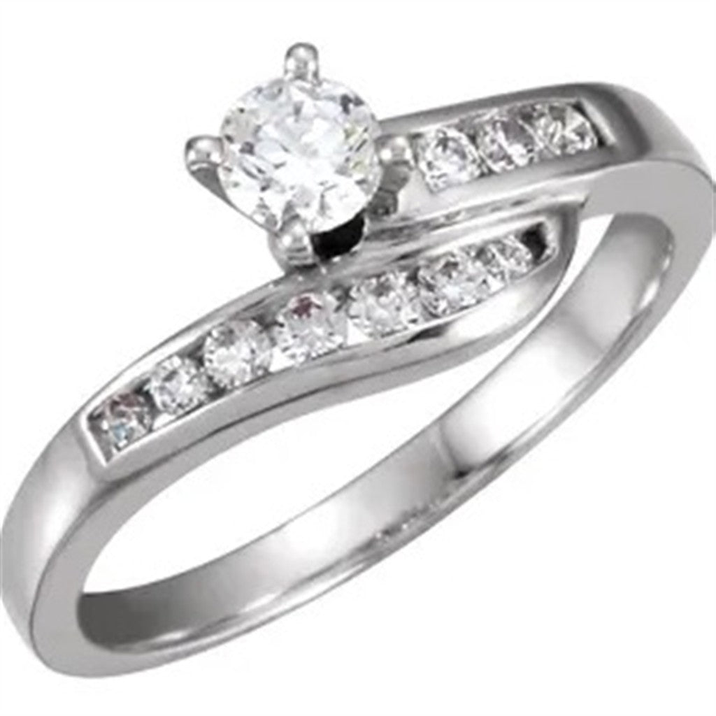 Contemporary Style Diamond Engagement RingBase Metal White