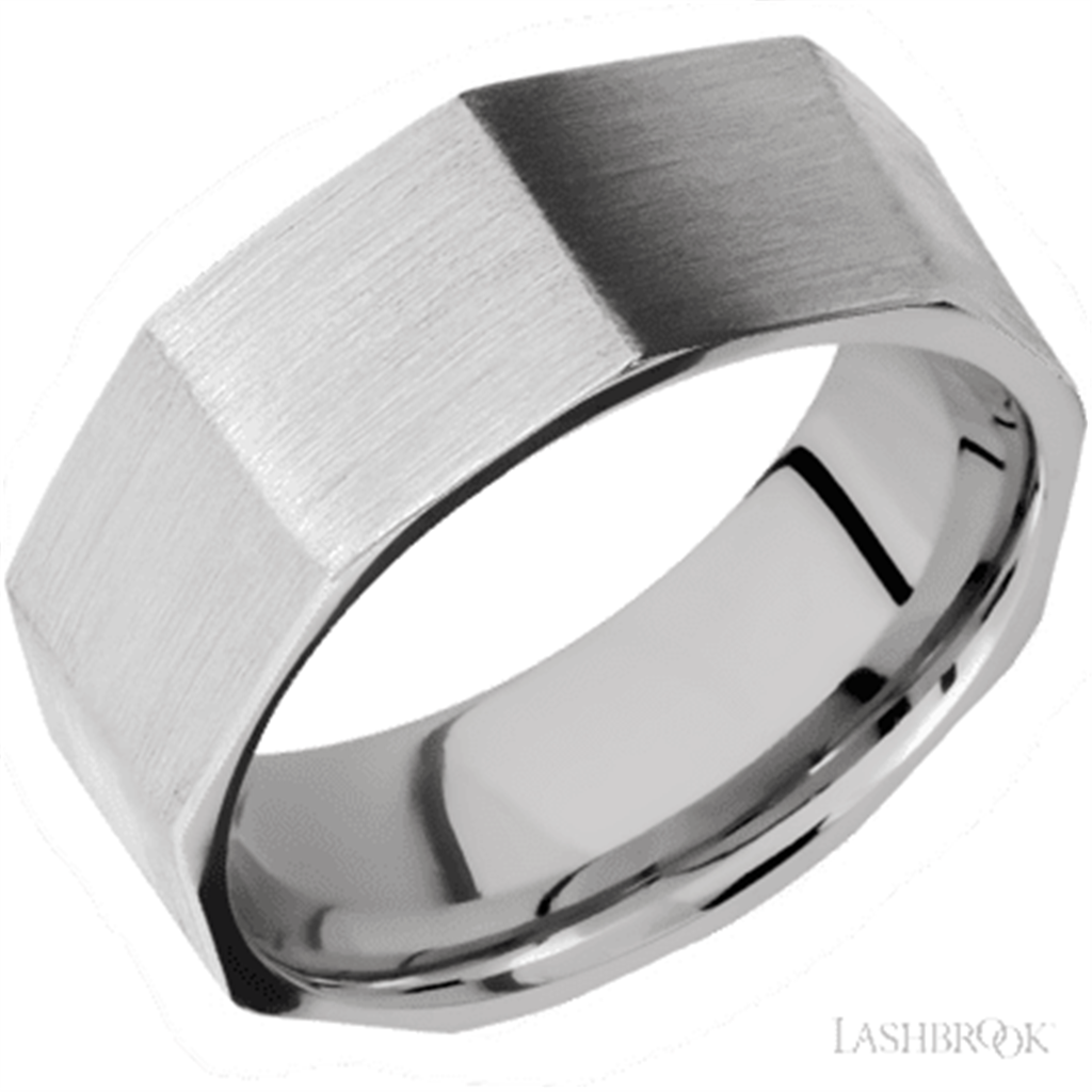 Solid Style Wedding Band 14 Karat Gold White 8mm wide size 10