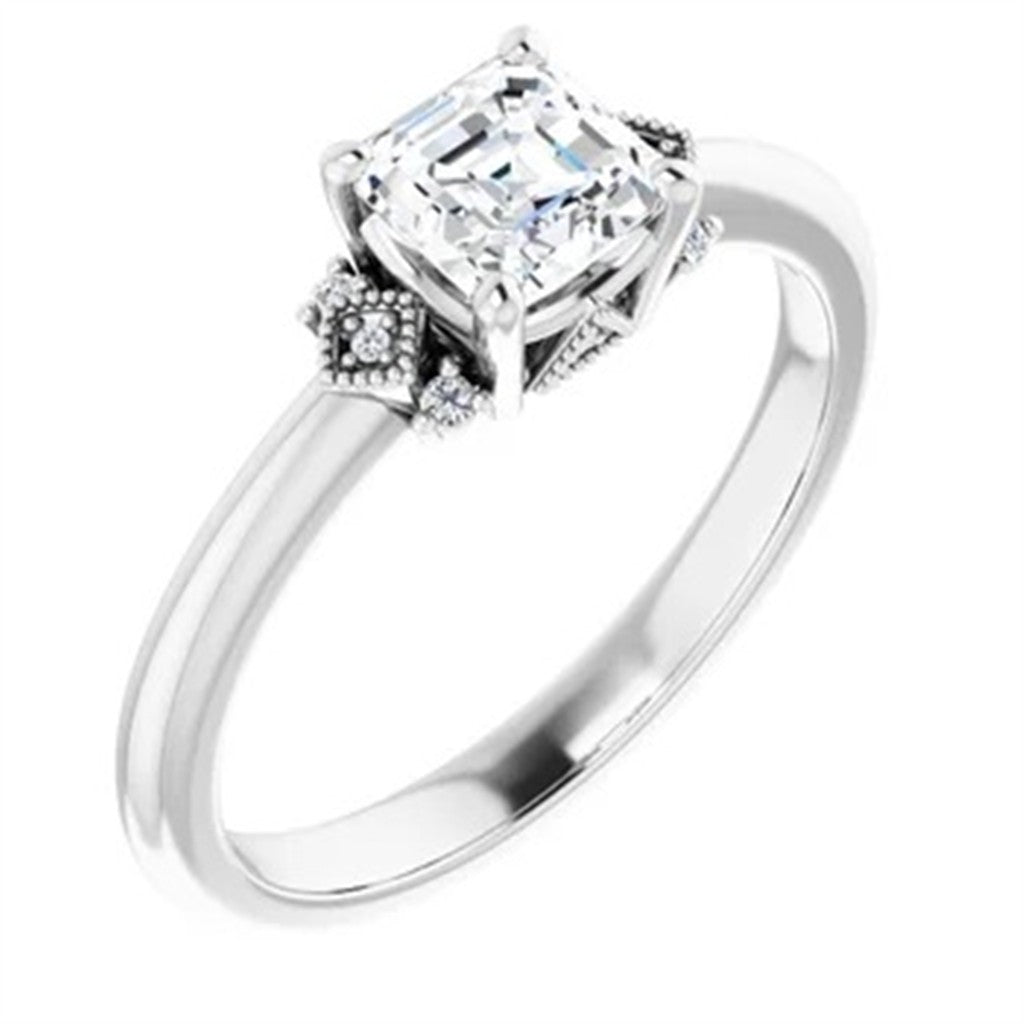 Solitare Accent Style Diamond Engagement Ring 14 Karat Gold White 
(Center Stone Not Included)