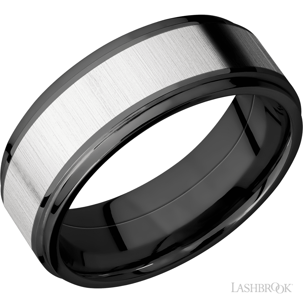Black Zirconium Alternative Metal Ring 8mm wide Size 10