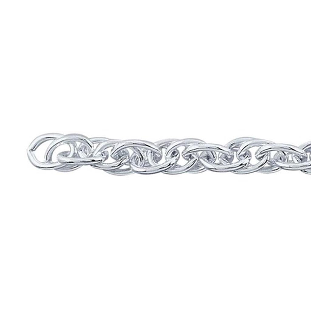 White Sterling Silver 6.8 MM Rope Chain 24" Long