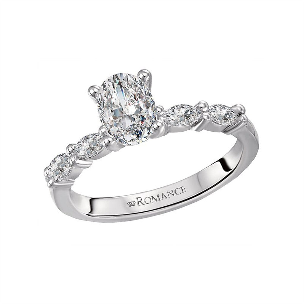 Solitare Accent Style Diamond Engagement Ring 14 Karat Gold White 
(Center Stone Not Included)