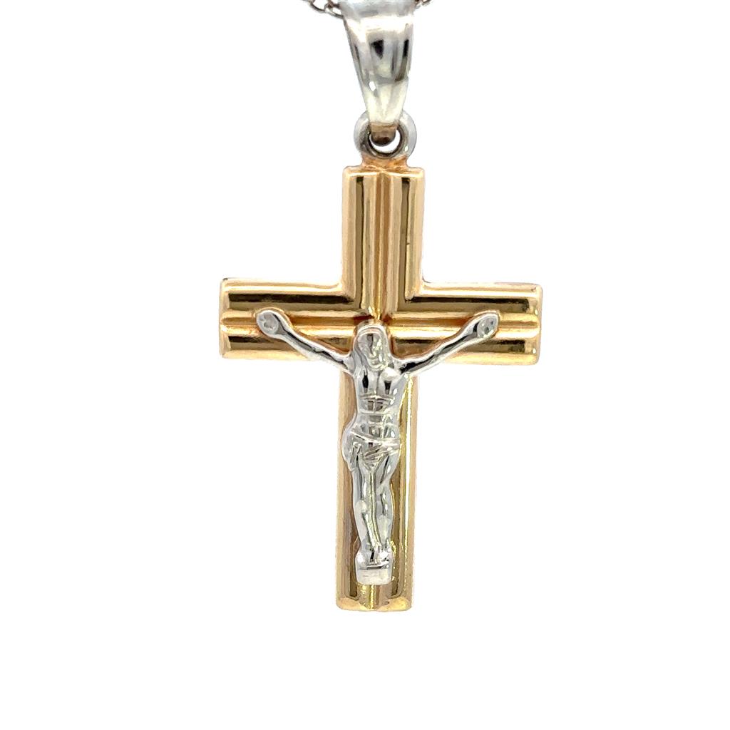 Cross Pendant 14 Karat Gold Two Tone
