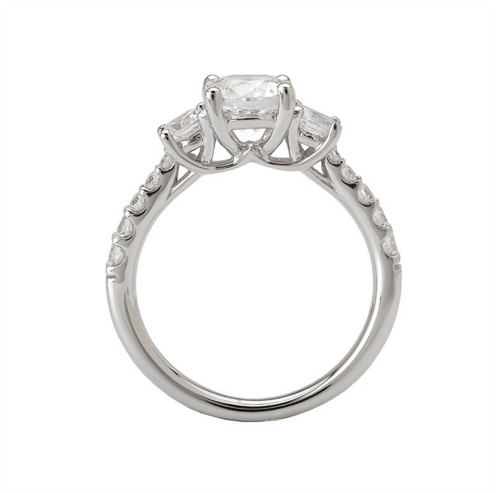 Three Stone Style Diamond Engagement Ring .925 White 
(Center Stone Not Included)