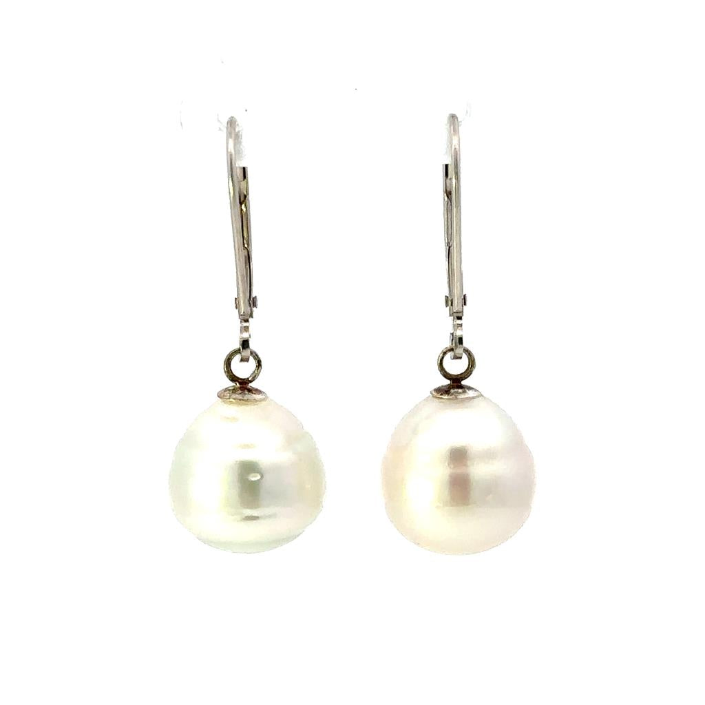 Dangle Drop Earring 14 Karat Gold White 12mm South Sea Pearls