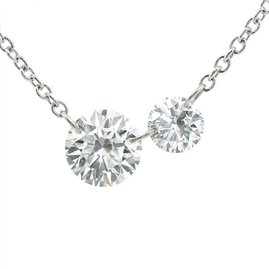 In Line Necklace Lab Diamond 14 Karat Gold White With Lab Diamonds 18" Long