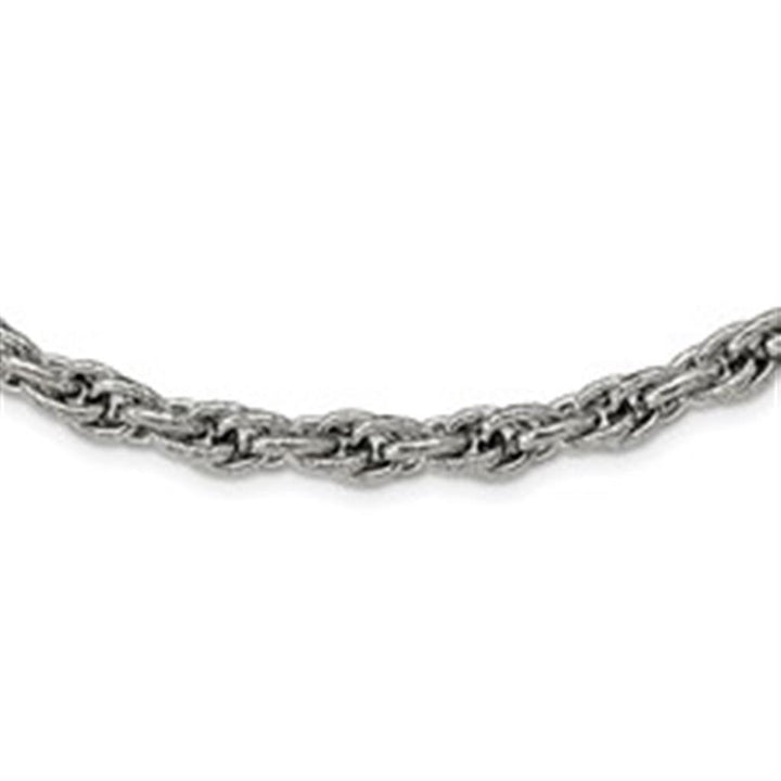 White Stainless Steel 7.5 MM Rope Chain 24" Long