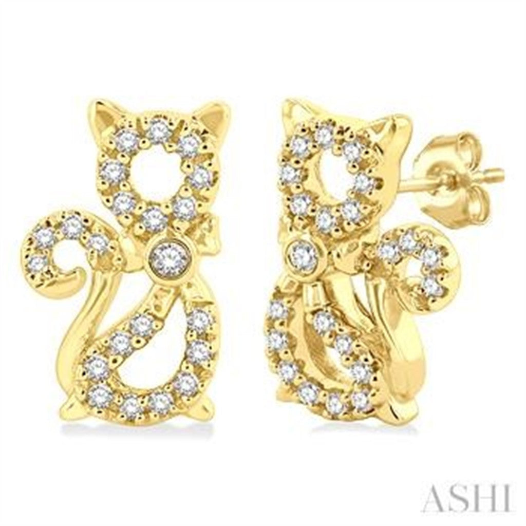 Diamonds Stud Earrings 10 Karat Gold Yellow 0.12 Carat Total Weight