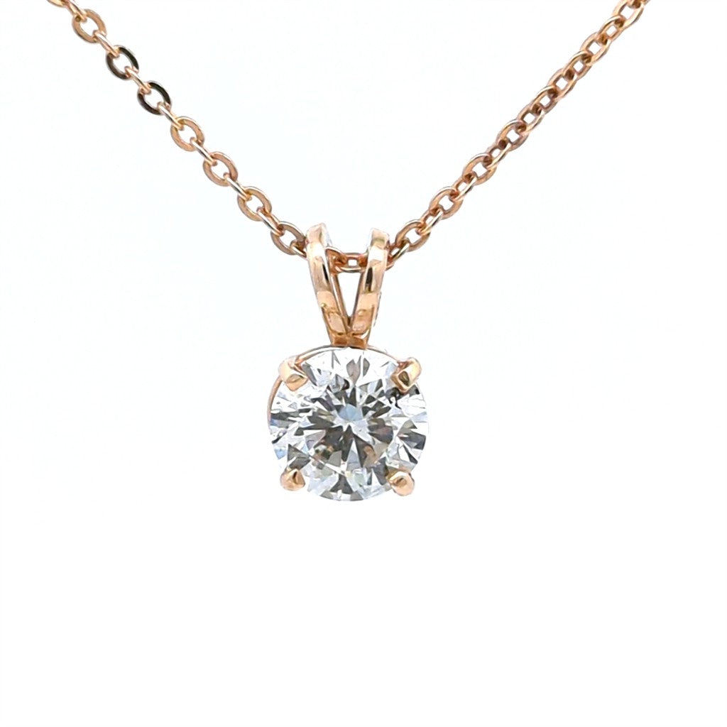Solitare Pendant Diamond Lab Grown 14 Karat Gold Yellow with Round Lab Diamond