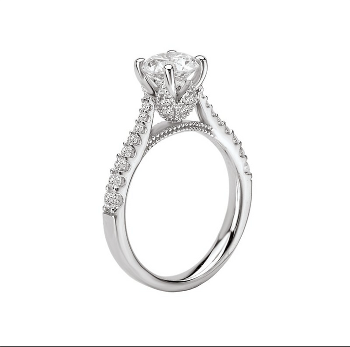 Solitare Accent Style Diamond Engagement Ring .925 White 
(Center Stone Not Included)
