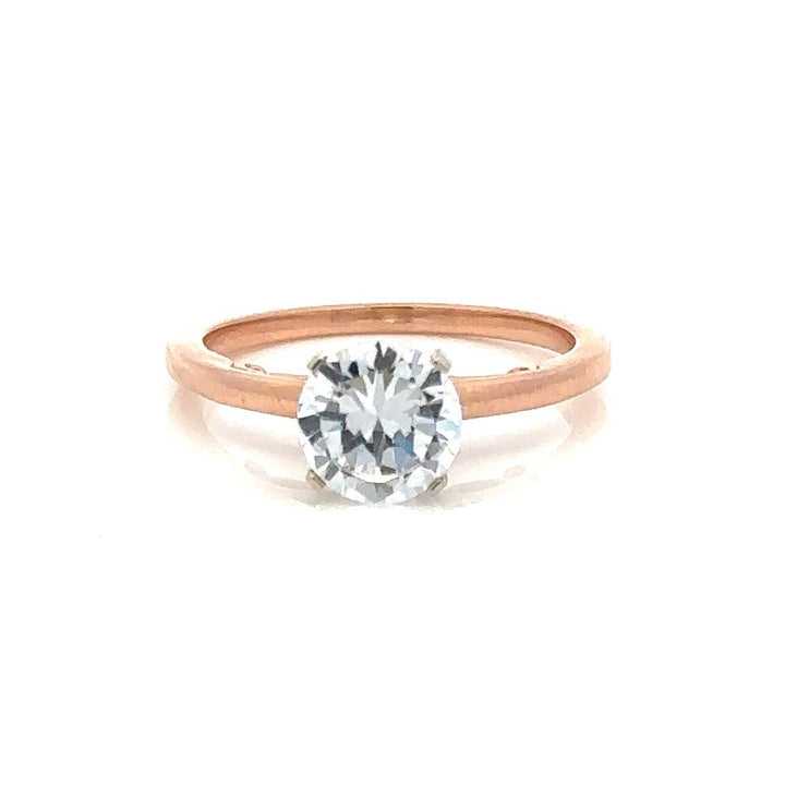 1 & 3/4 Carat Solitare Style Engagement Ring Rose 14 KT Size 9.25 1.75 Carat Round Cubic Zirconia