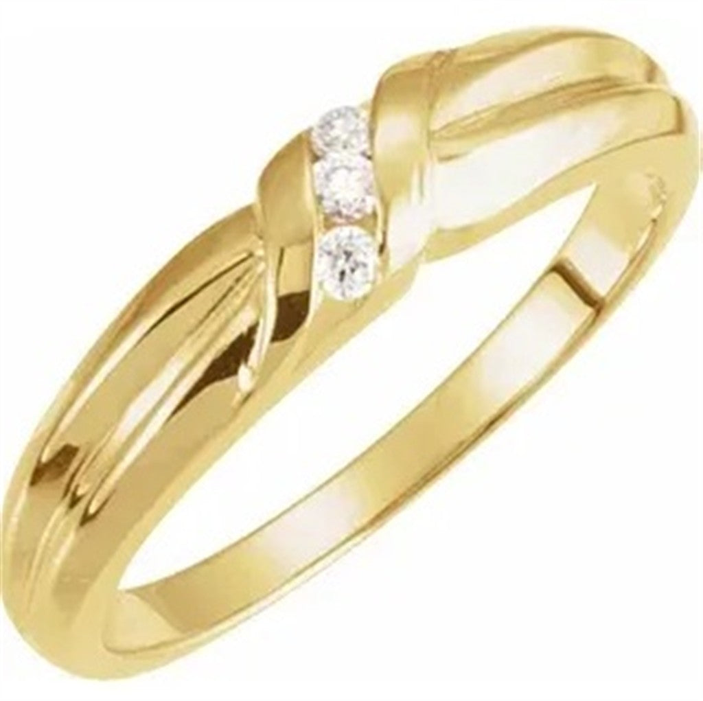 Stack-Able Style Diamond Wedding Band Base Metal Yellow with Diamonds size 6.75