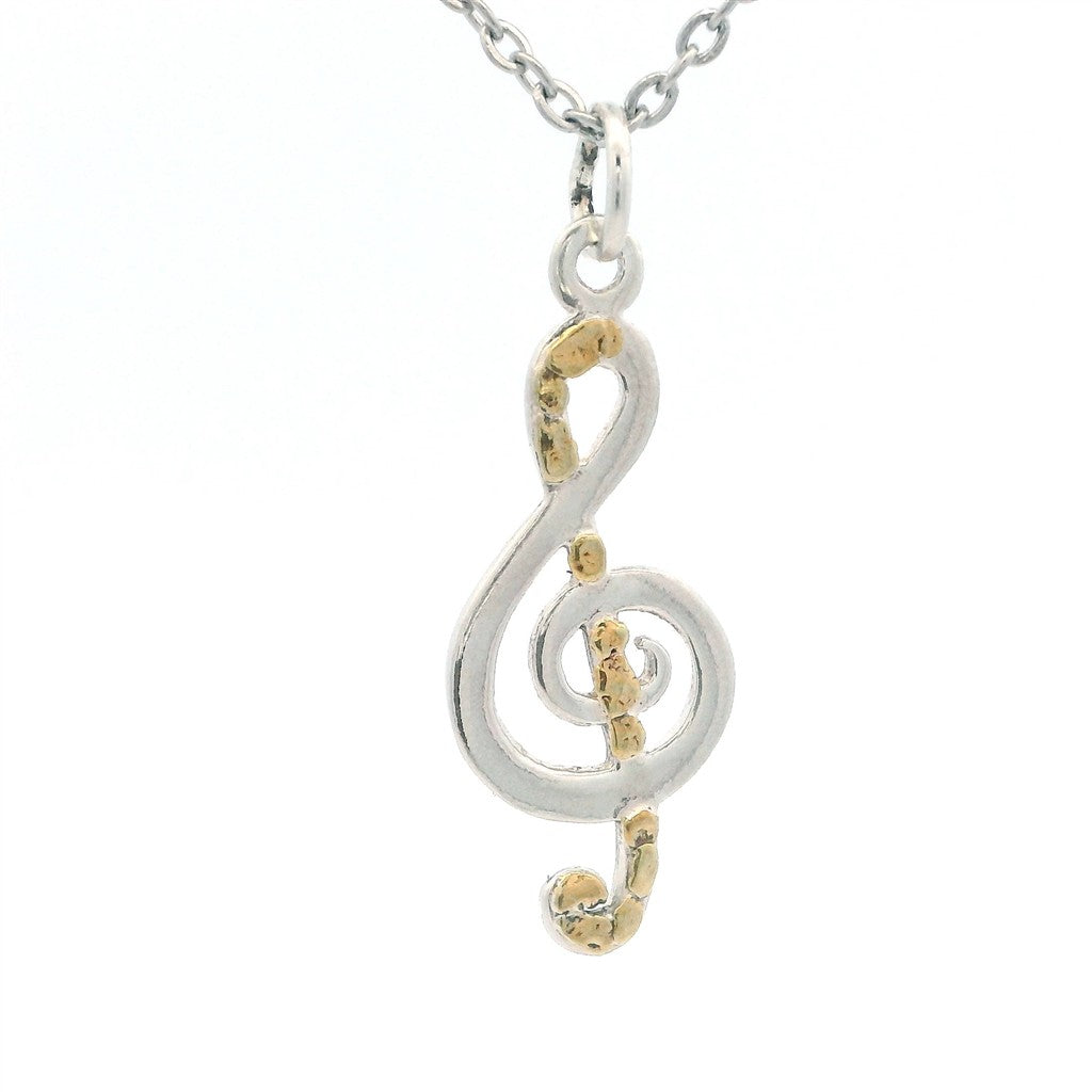In Line Style Alaskana Pendant Sterling Silver & Alaskan Gold Nugget