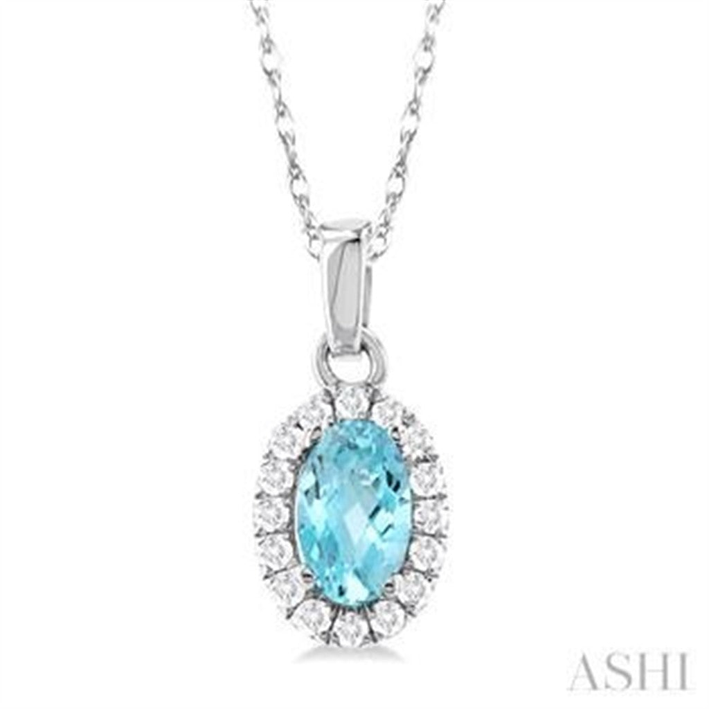 Drop Pendants 10 Karat Gold White with Oval Amethyst & Round I/J Diamonds