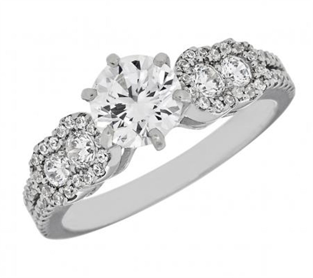 Classic Style Diamond Engagement Ring Alloy White
(Center Stone Not Included)