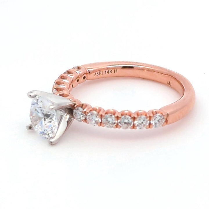 Solitare Accent Style Diamond Engagement Ring 14 KT Rose 
(Center Stone Not Included)