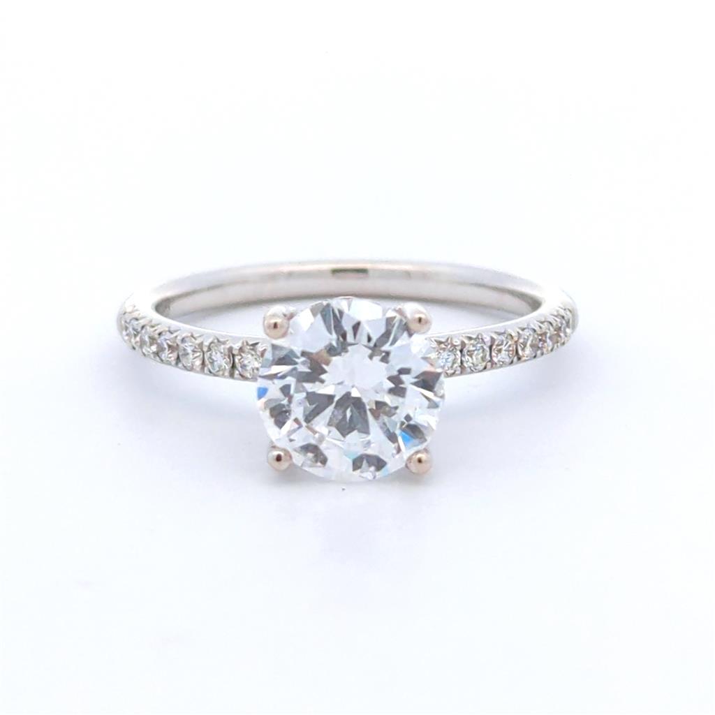 Solitare Accent Style Diamond Engagement Ring 18 KT White 
(Center Stone Not Included)